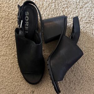 Sorel Women's Black Open-Toe Heels